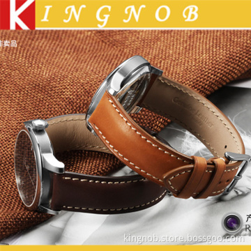 OEM 18mm to 22mm Handmade France Calf Leather Strap Pin Buckle Watch Band